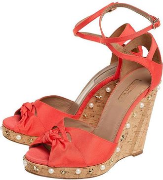 Aquazzura Harlow 115 Coral Wedges Size 39
