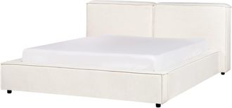 Beliani Cama matrimonial de tejido blanco 160x200