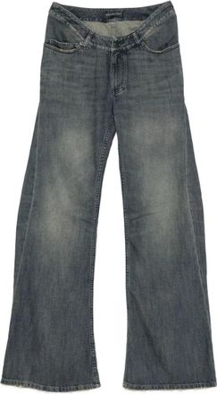 Balenciaga Grijze Low-Rise Jeans met Raffelzoom - Dames - Loose Fit Jeans - Grijs - W26 - Jeans