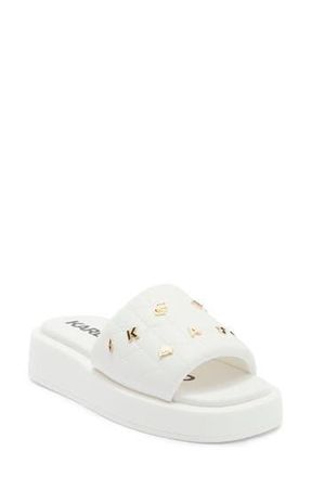 Karl Lagerfeld Opal Quilted Platform Slide Sandal in White at Nordstrom Rack, Size 9