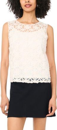 Vince Camuto Flower Appliqu&eacute; Sleeveless Top in New Ivory at Nordstrom, Size Xx-Large