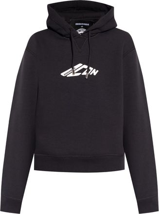 Dsquared2 Iconic Black Hooded Logo Cotton Sweatshirt