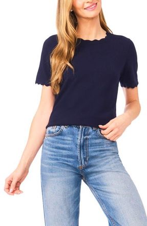 CeCe by Cynthia Steffe Scallop Neck Sweater in Classic Navy at Nordstrom, Size Xx-Large