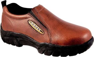 Roper Womens Roper Performance Brown Tumbled Leather Slip On Work Shoes ZAP1152