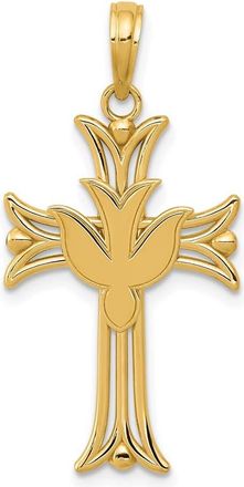 Diamond2Deal 14k Yellow Gold Dove on Cross Pendant