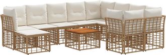 vidaXL Conjunto De Sof&aacute;s De Exterior 11 Uds. Natural Y Crema Vidaxl