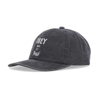 Obey Gebogen klep zwarte katoenen pet - unisex - Petten - Zwart - ONE Size - Katoen - Accessoires