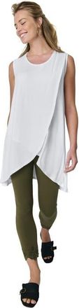 Jessica London Sleeveless Tulip Overlay Knit Tunic in White at Nordstrom, Size Medium