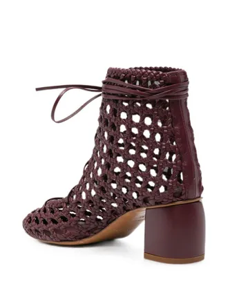 Forte_Forte Woven Leather Ankle Boot - Burgundy
