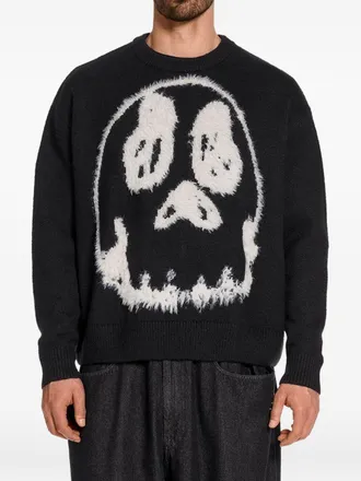 Yohji Yamamoto Skull-Graphic Wool Blend Sweater - Black