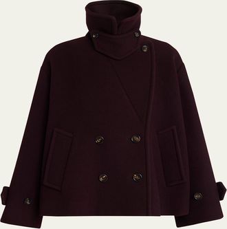Chlo&eacute; Wool Double-Breasted Oversized Pea Coat