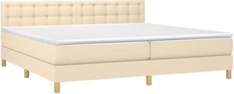 vidaXL Vidaxl - Cama Box Spring Con Colch&oacute;n Y Led Tela Crema 200x200 Cm