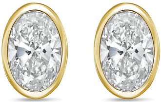 Diana M. Jewels 14Kt Yellow Gold 10.00 cts Lab Grown Oval Diamond Bezel Studs