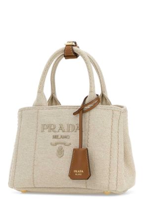 Prada Womens Two-Tone Canvas Mini Prada Jardini&atilde;&uml;re Handbag Naturale Borse A Mano Bag