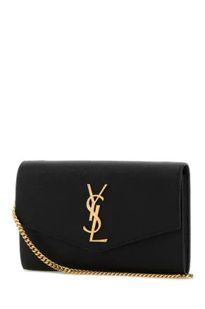 Saint Laurent Womens Black Leather Uptown Clutch 1000 Portafogli Wallet