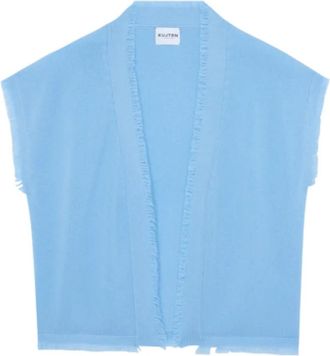 Kujten Fijngebreide Gilet - Dames - Vesten - Blauw - M - Truien & Vesten