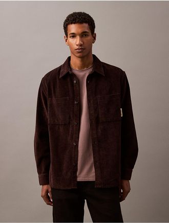 Calvin Klein Mens Corduroy Classic Button-Down Shirt - Grey - XS