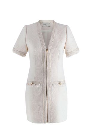 Sandro Cream S Jacquard Short Sleeve Mini Dress Size XXS