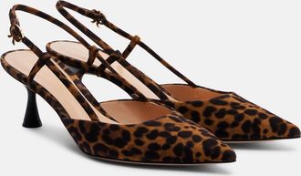 Gianvito Rossi Ascent leopard-print suede slingback pumps