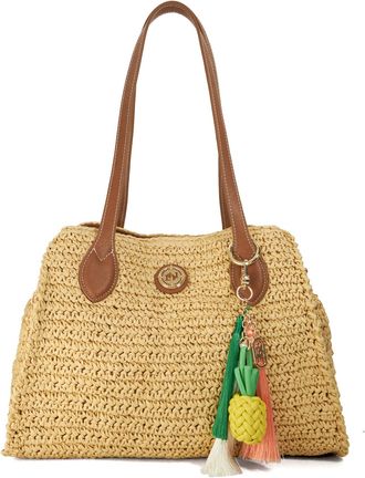 Dune London Womens Accessories Devotedly - Raffia Double Grab Handle Tote Bag - Natural - One Size