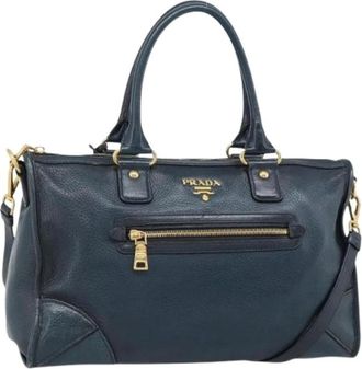 Prada Pre-owned Vintage Hand Bag - Dames - Vintage Handtas - Blauw - ONE Size - Leer - Vintage