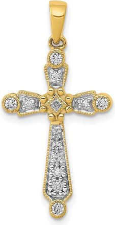 Diamond2Deal 14k Yellow Gold 1/5 carat Diamond Cross Pendant