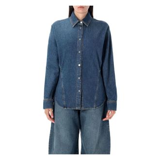 Alaia Dames, Blouses & Shirts, Blauw, Maat: S Denim