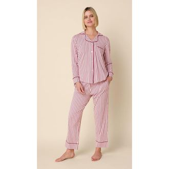 The Cats Pajamas Pima Knit Pajama Set in Holiday Stripe at Nordstrom, Size X-Large