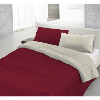 Italian Bed Linen Italian Bed Linen Parure Copri Piumino Natural Color, Bordeaux/Panna, Matrimoniale