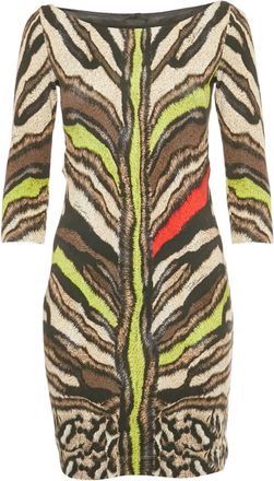 Cavalli Abito corto con stampa - Marrone