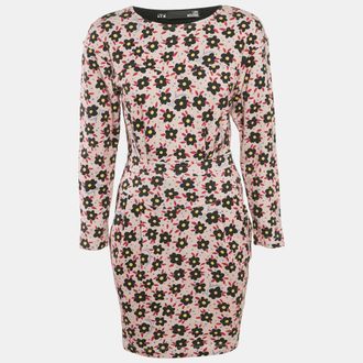 Love Moschino Pink Floral Print Cotton Jersey Mini Dress