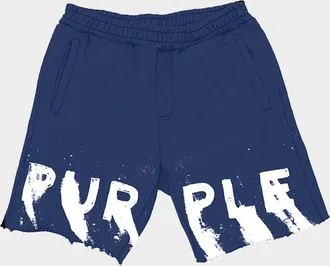 Purple Men & apos;s Cotton Fleece Smudge-Logo Shorts