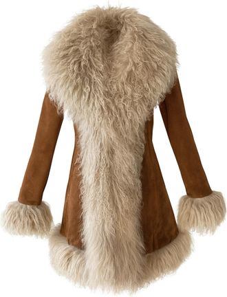 Wanan Luxury Cappotto Billy Camel in camoscio e Mongolia-Donna -Marrone