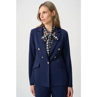 Joseph Ribkoff Scuba Crepe Fitted Blazer in Indigo at Nordstrom, Size 16