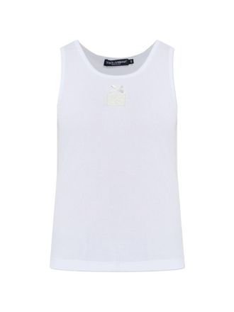 Dolce & Gabbana White Solid Round Neck Top