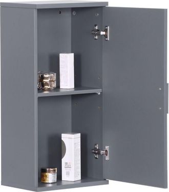 Relaxdays Relaxdays bathroom wall cabinet, 2 shelves, HWD: 62 x 30 x 21 cm, adjustable shelf, narrow design, MDF, grey-blue