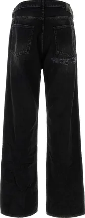 Balenciaga Mens Wide-Leg Denim Jeans Black Cotton