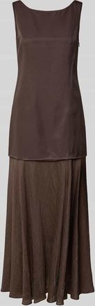 Jake*s Cocktailkleid aus Viskose-Mix mit Rundhalsausschnitt in Dunkelbraun, Gr&ouml;&szlig;e 32