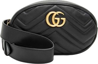 Gucci Black Matelasse Leather Gg Marmont Belt Bag - Size 34 / 85 (Authentic Pre-Loved)