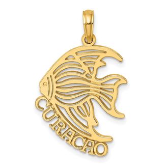 Diamond2Deal 14k Yellow Gold Polished CURACAO Under Angelfish Charm