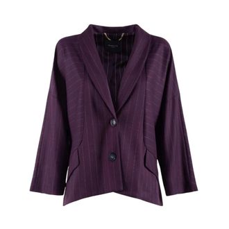 Nenette Gestreepte blazer met driekwart mouwen - Dames - Jassen - Paars - Maat: M Viscose