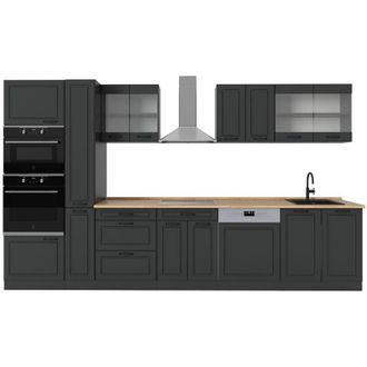 Vicco Cocina completa R-Line, Antracita casa de campo/antracita, 350 cm, et Roble