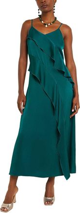 Misook Ruffled Crepe De Chine Maxi Dress