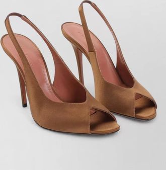 Amina Muaddi kistina 105 slingback satin peep toe mules