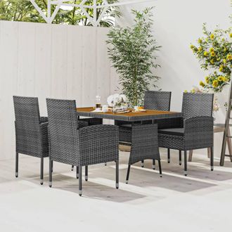 vidaXL Juego De Comedor De Jard&iacute;n 5 Piezas Rat&aacute;n Sint&eacute;tico Gris Vidaxl