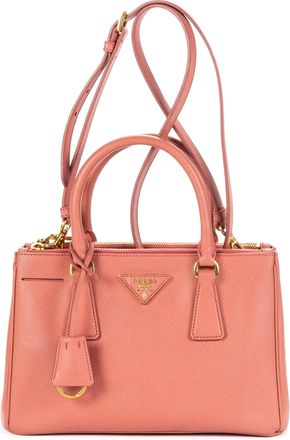 Prada Pre-owned Womens Small Galleria Double Zip Tote Shoulder Bag - Pink - One Size