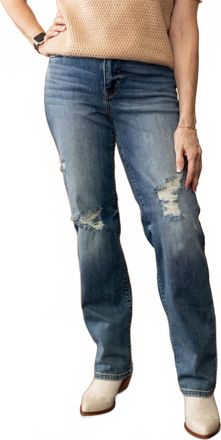 Judy Blue Straight To The Top Distressed Dad Jean In Blue