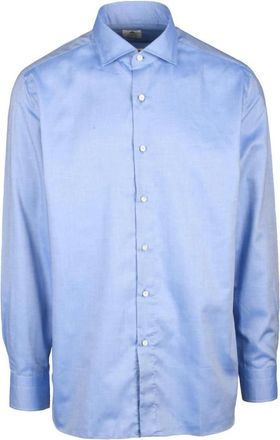 LUIGI BORRELLI NAPOLI Overhemden, Heren, Blauw, XL, Katoen, Overhemd
