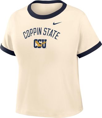 Nike Womens College (Coppin State University) Cropped Ringer T-Shirt in Brown | ZW04N9CPNS26-NAN