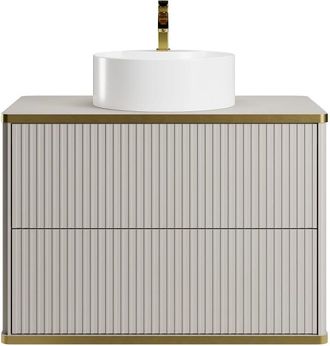 VENTE-UNIQUE.COM Mueble de ba&ntilde;o simple madera beige